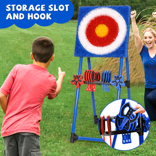 Axe Throwing Bristle Target Set with 8 Throwing Safety Axes and Ninja Stars Flexible Stand for Kids Adults and Family Backyard Sports Indoor Outdoor Game