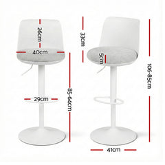 Artiss 4x Bar Stools Kitchen Swivel Gas Lift Counter Dining Chair Curved White