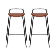 2x Artiss Bar Stools Kitchen Counter Stools Metal Brown