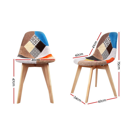 Artiss Dining Chairs Set of 4 Fabric Retro Replica DSW