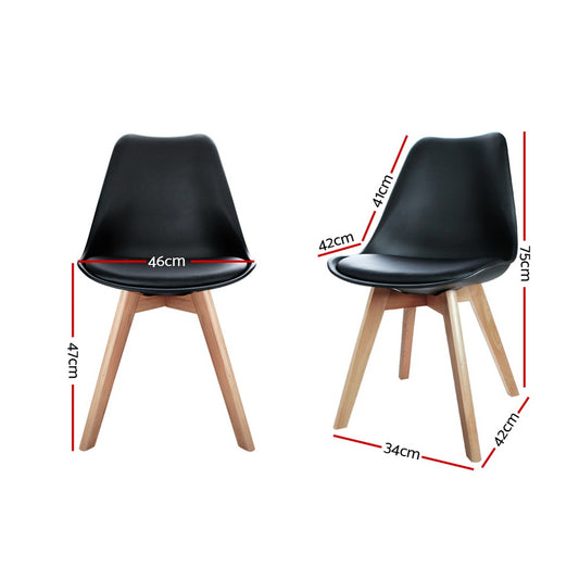 Artiss Dining Chairs Set of 4 Leather Plastic DSW Replica Wooden Black