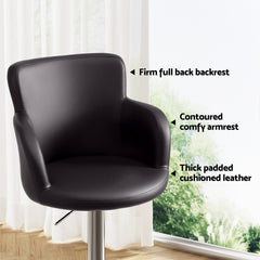 Artiss 3x Bar Stools Counter Chairs Swivel Adjustable Tub PU Leather Brown