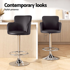 Artiss 3x Bar Stools Counter Chairs Swivel Adjustable Tub PU Leather Brown