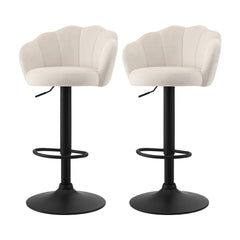 Artiss 2x Bar Stools Counter Chair Adjustable Shell Backrest Velvet Nessah Ivory