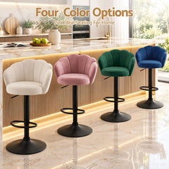 Artiss 2x Bar Stools Counter Chair Adjustable Shell Backrest Velvet Nessah Ivory