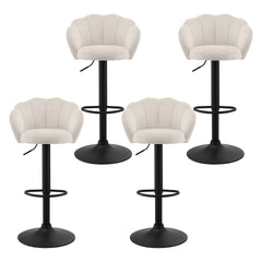 Artiss 4x Bar Stools Counter Chair Adjustable Shell Backrest Velvet Nessah Ivory