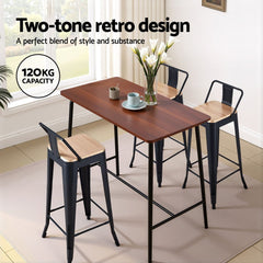 Artiss Metal Bar Stools Set of 2 Counter Height Barstools 77cm Seat Height w/ Removable Back