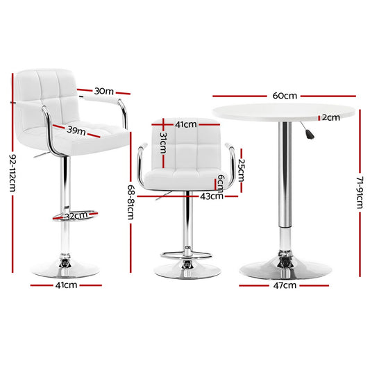 Artiss Bar Table and Stools Set Dining Desk Kitchen Chairs Cafe Pub