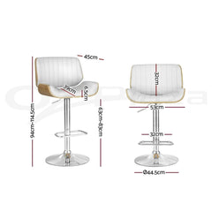 Artiss 3x Bar Stools Counter Chairs Adjustable Swivel PU Leather Galina White