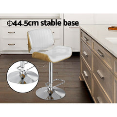 Artiss 3x Bar Stools Counter Chairs Adjustable Swivel PU Leather Galina White