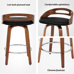 Artiss 4x Bar Stools Swivel Dining Chairs Low Back Counter Seat PU Cushion