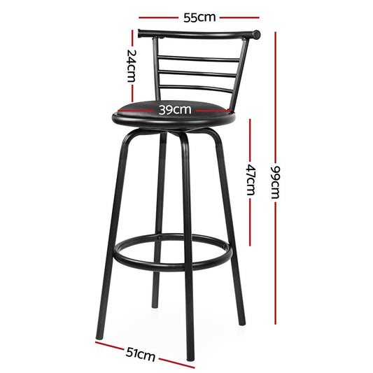 Artiss 2x Bar Stools Swivel Leather Padded Metal