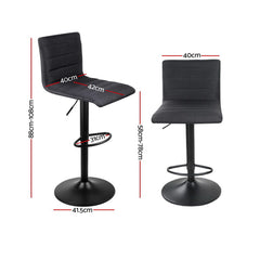 Artiss 4x Bar Stools Gas Lift Linen Fabric Black