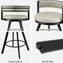 Artiss Bar Stools Set of 2 Swivel Kitchen Chair Metal Counter Beige Leather