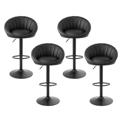 Artiss Bar Stools X4 Gas Lift Adjustable Rounded Shell Backrest PU Leather Black