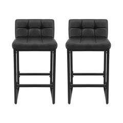 Artiss Bar Stools Set of 2 PU Leather Counter Chairs 65cm Seat Height with Low Back Black