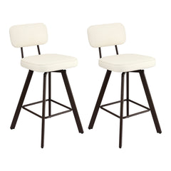 Artiss Bar Stools Set of 2 Swivel Counter 68cm Height Stools w/ Padded Backrest Beige