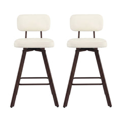 Artiss Bar Stools Set of 2 Swivel Counter 68cm Height Stools w/ Padded Backrest Beige