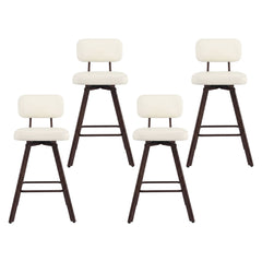 Artiss Bar Stools Set of 4 Swivel Counter 68cm Height Stools w/ Padded Backrest Beige