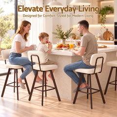 Artiss Bar Stools Set of 4 Swivel Counter 68cm Height Stools w/ Padded Backrest Beige