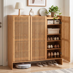 Artiss Shoe Cabinet Versatile Door 24 Pairs Shoe Storage Cupboard Bamboo