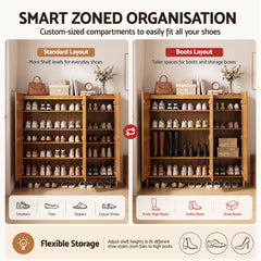 Artiss Shoe Cabinet Versatile Door 24 Pairs Shoe Storage Cupboard Bamboo
