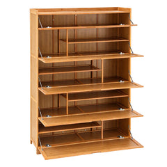 Artiss Shoe Cabinet Multi-Height Shelves 28 Pairs Shoe Storage Cupboard Wood