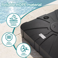Instahut Outdoor Umbrella Base 2 Fillable 60kg Cantilever Umbrella Base with Wheels 84cm