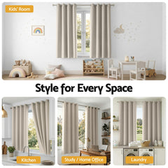 Artiss Blockout Curtains 2X 132x160cm Thermal Insulated Eyelet Drapes Beige