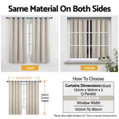 Artiss Blockout Curtains 2X 132x160cm Thermal Insulated Eyelet Drapes Beige