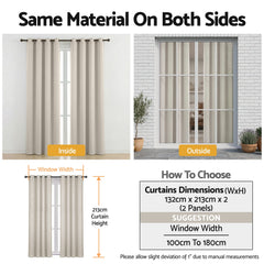 Artiss Blockout Curtains 2X 132x213cm Thermal Insulated Eyelet Drapes Beige