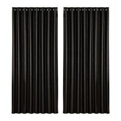 Artiss 2X Blockout Curtains Eyelet 300x230cm Black Shine