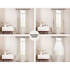 Artiss 2X 132x274cm Blockout Sheer Curtains Beige