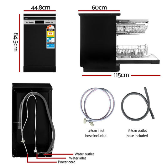 Devanti 10 Place Settings Freestanding Dishwasher Black