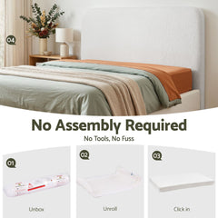 Artiss Double Headboard for Bed Frame Boucle Fabric No-Assembly Vacuum Compressed Soft Backrest with Removable Washable Cover 155cm Wide
