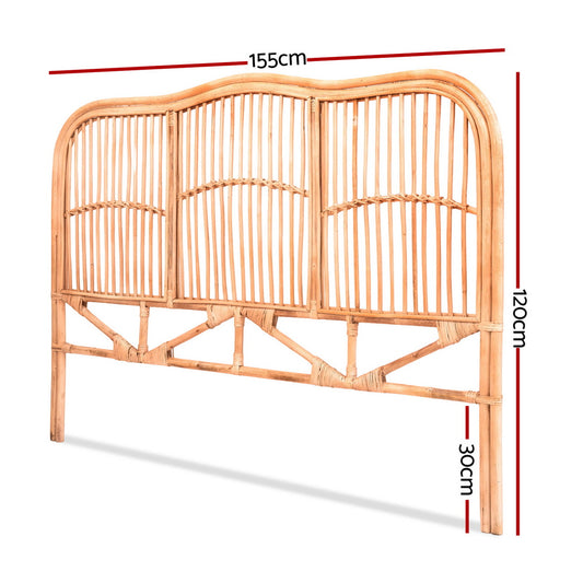 Artiss Bed Headboard Queen Bedhead Rattan - NERO Pine