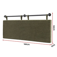 Artiss Wall Mounted Headboard Double Corduroy Upholstered Hanging Bed Head