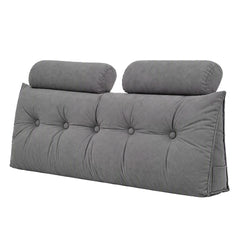 Artiss Headboard Pillow Double Wedge Backrest Triangular with 2 Cushions Grey