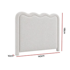 Artiss Boucle Bed Head Double Size Upholstered Wavy Headboard Beige