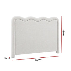 Artiss Boucle Bed Head Queen Size Upholstered Wavy Headboard Beige