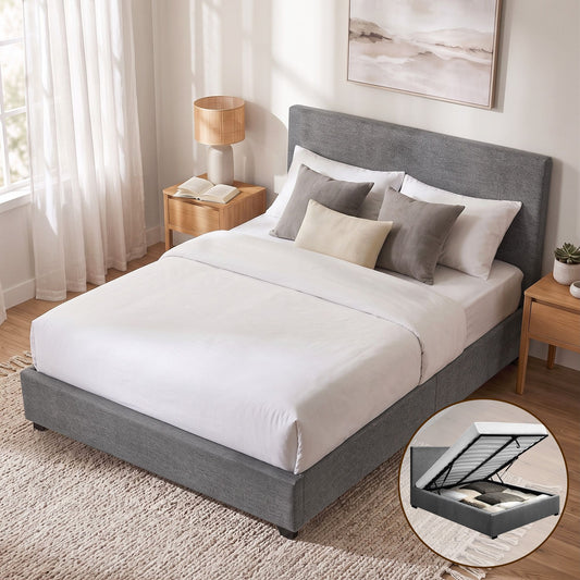 Artiss Bed Frame Double Size Gas Lift Grey NINO
