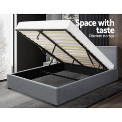 Artiss Bed Frame Queen Size Gas Lift Grey NINO