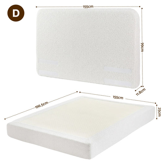 Artiss Double Bed Frame Boucle Fabric Vacuum Compressed Beds Removable Washable Cover