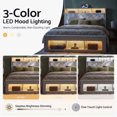 Artiss King Bed Frame with Storage, Charging Station & LED, White