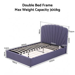 Artiss Double Bed Frame with Lift Up Storage and USB Ports Grey