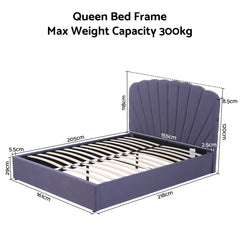 Artiss Queen Bed Frame with Lift Up Storage and USB Ports Grey