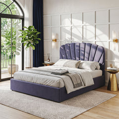Artiss Queen Bed Frame with Lift Up Storage and USB Ports Grey