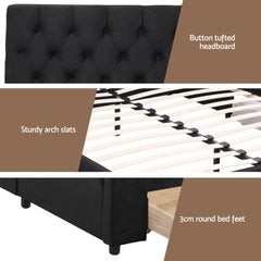 Artiss King Bed Frame Storage Charging Station Upholstered 3 Drawers USB Type-C