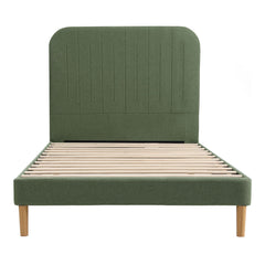 Artiss King Single Bed Frame, Green Faux Linen with Wooden Slats