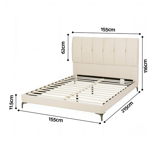 Artiss Queen Bed Frame Upholstered Platform Bed with Tufted Headboard 300kg Support